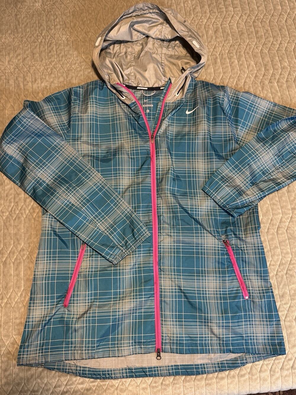 Nike Running Jacket Womens Sz L Zip Up Hood